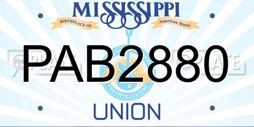 PAB2880 Mississippi License Plate