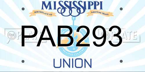 PAB293 Mississippi License Plate