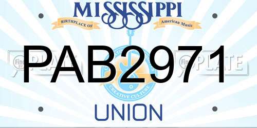 PAB2971 Mississippi License Plate