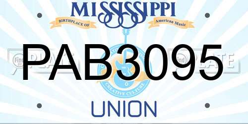 PAB3095 Mississippi License Plate