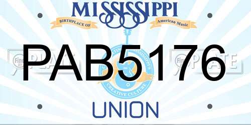 PAB5176 Mississippi License Plate