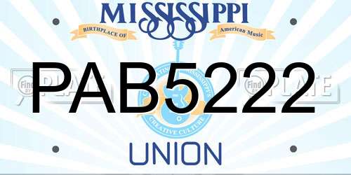 PAB5222 Mississippi License Plate