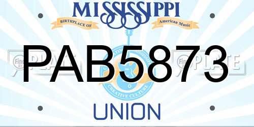 PAB5873 Mississippi License Plate