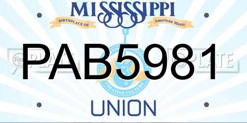PAB5981 Mississippi License Plate