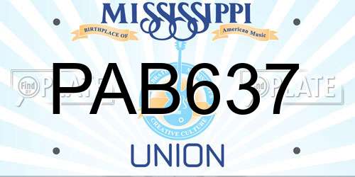 PAB637 Mississippi License Plate