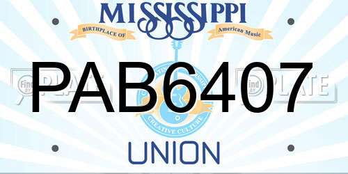 PAB6407 Mississippi License Plate