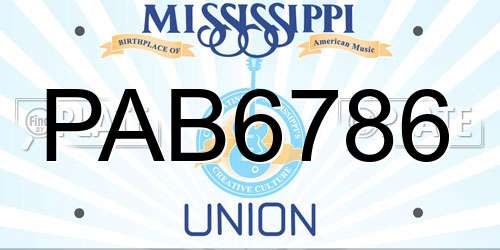 PAB6786 Mississippi License Plate