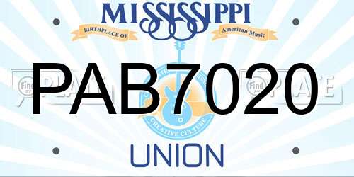 PAB7020 Mississippi License Plate