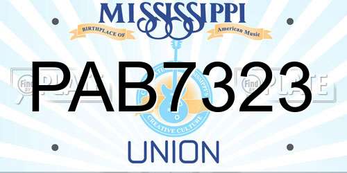 PAB7323 Mississippi License Plate