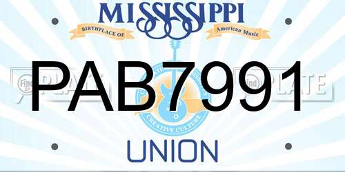 PAB7991 Mississippi License Plate