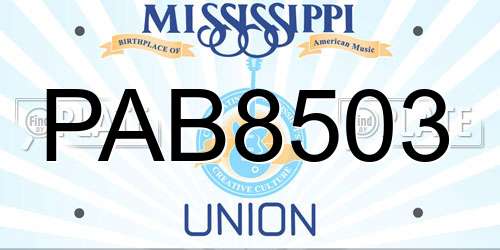 PAB8503 Mississippi License Plate