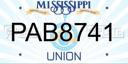PAB8741 Mississippi License Plate