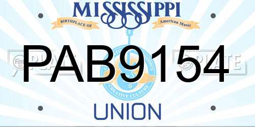 PAB9154 Mississippi License Plate