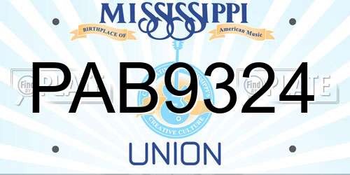PAB9324 Mississippi License Plate