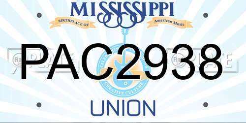 PAC2938 Mississippi License Plate