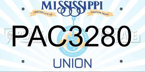 PAC3280 Mississippi License Plate