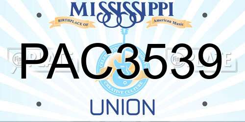 PAC3539 Mississippi License Plate