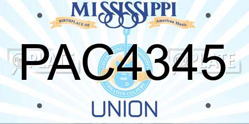 PAC4345 Mississippi License Plate