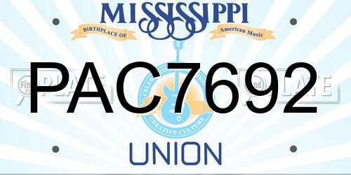 PAC7692 Mississippi License Plate