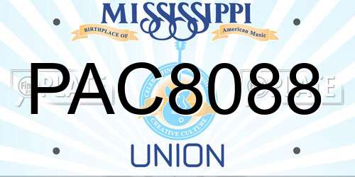 PAC8088 Mississippi License Plate