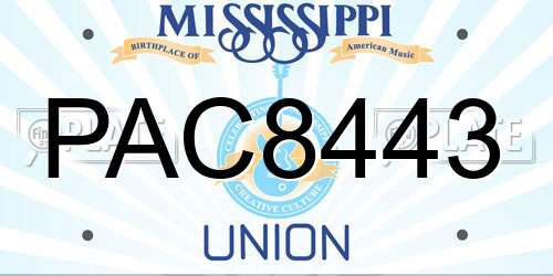 PAC8443 Mississippi License Plate