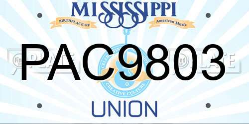 PAC9803 Mississippi License Plate