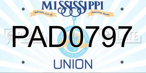 PAD0797 Mississippi License Plate