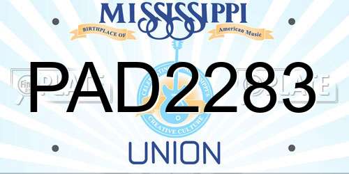 PAD2283 Mississippi License Plate