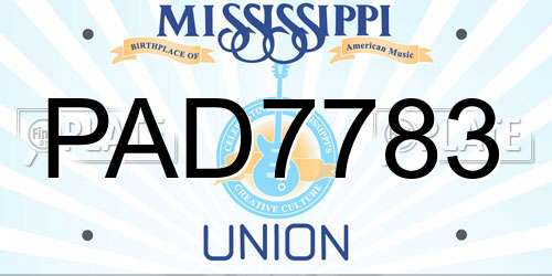 PAD7783 Mississippi License Plate