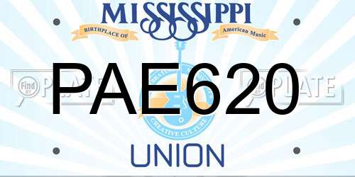 PAE620 Mississippi License Plate