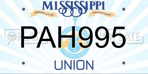 PAH995 Mississippi License Plate