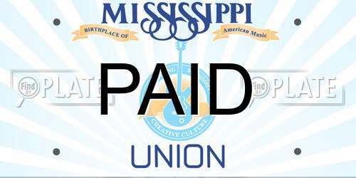 PAID Mississippi License Plate