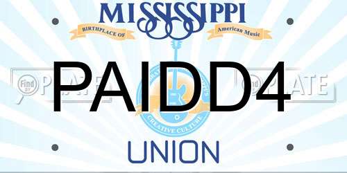 PAIDD4 Mississippi License Plate