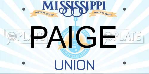 PAIGE Mississippi License Plate