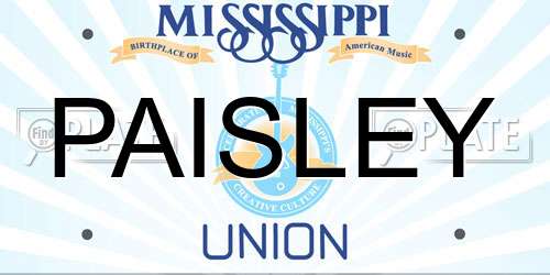 PAISLEY Mississippi License Plate