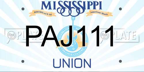 PAJ111 Mississippi License Plate
