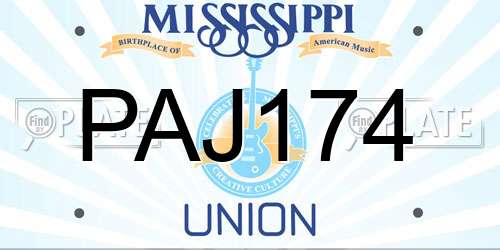 PAJ174 Mississippi License Plate