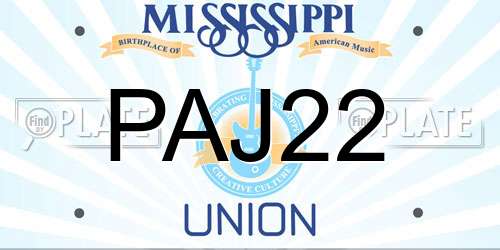 PAJ22 Mississippi License Plate