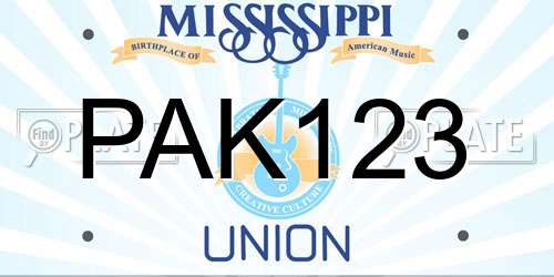 PAK123 Mississippi License Plate