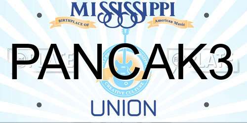 PANCAK3 Mississippi License Plate