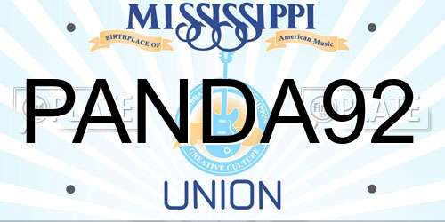 PANDA92 Mississippi License Plate