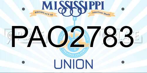 PAO2783 Mississippi License Plate