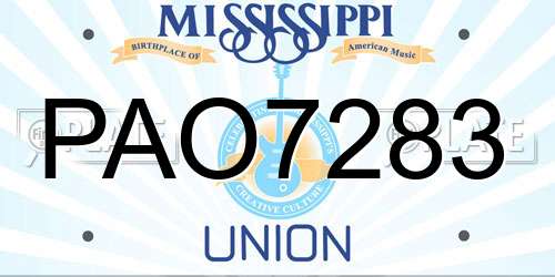 PAO7283 Mississippi License Plate