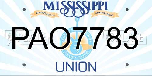 PAO7783 Mississippi License Plate