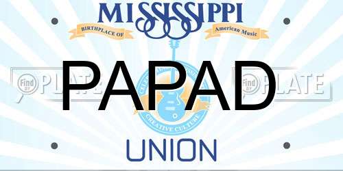 PAPAD Mississippi License Plate
