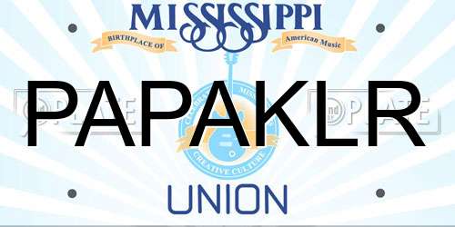 PAPAKLR Mississippi License Plate