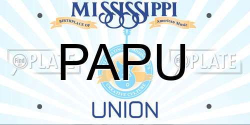 PAPU Mississippi License Plate