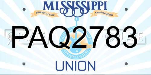 PAQ2783 Mississippi License Plate
