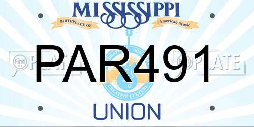 PAR491 Mississippi License Plate