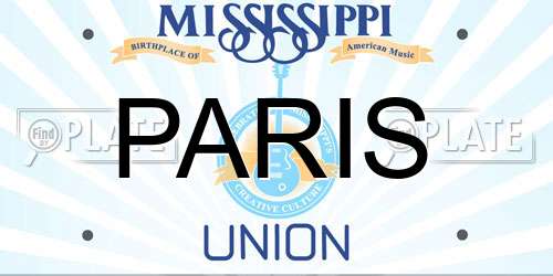 PARIS Mississippi License Plate